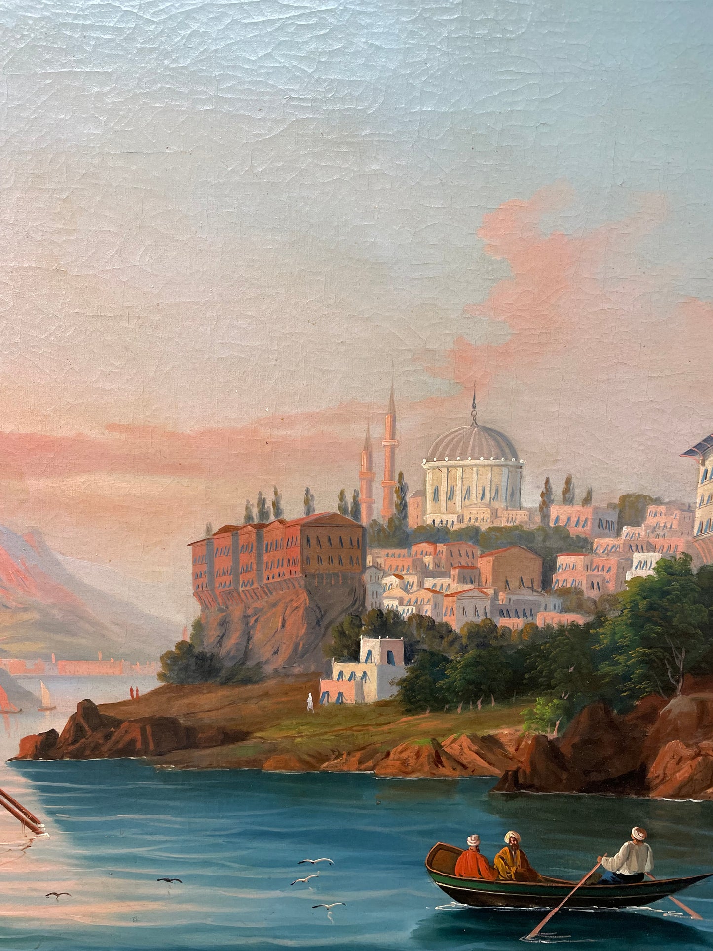 Pair of 19th-Century Grand Tour Oil Paintings – Views of Scutari (Üsküdar), Ottoman Istanbul