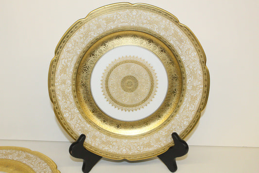 12 Haviland France Gold Encrusted Dinner Plates – 10.75" Gilded Porcelain