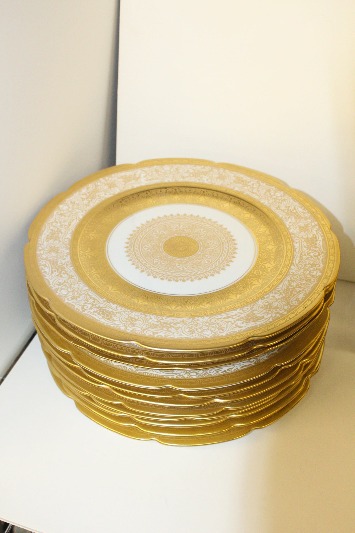 12 Haviland France Gold Encrusted Dinner Plates – 10.75" Gilded Porcelain