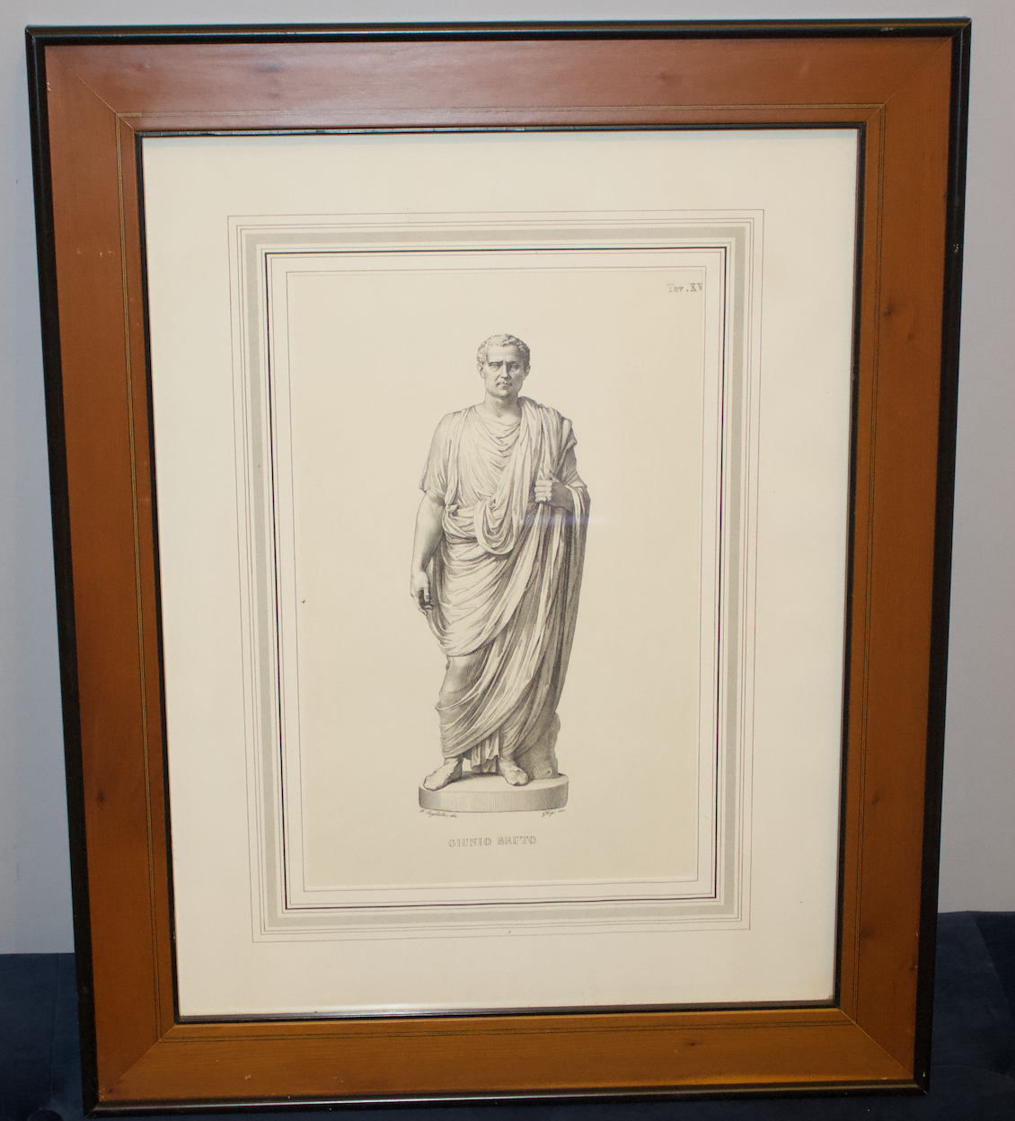 Antique 19th Century Engraving of Gaius Brutus – Classical Roman Print, Framed