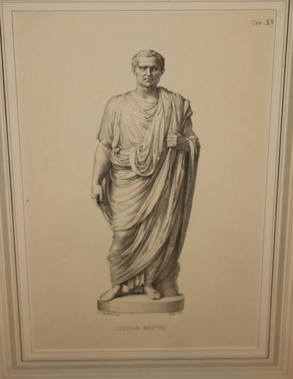 Antique 19th Century Engraving of Gaius Brutus – Classical Roman Print, Framed