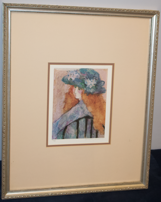 Barbara A. Wood “Wendy" "Woman In Hat” Signed, Numbered, 511/925 Framed Print